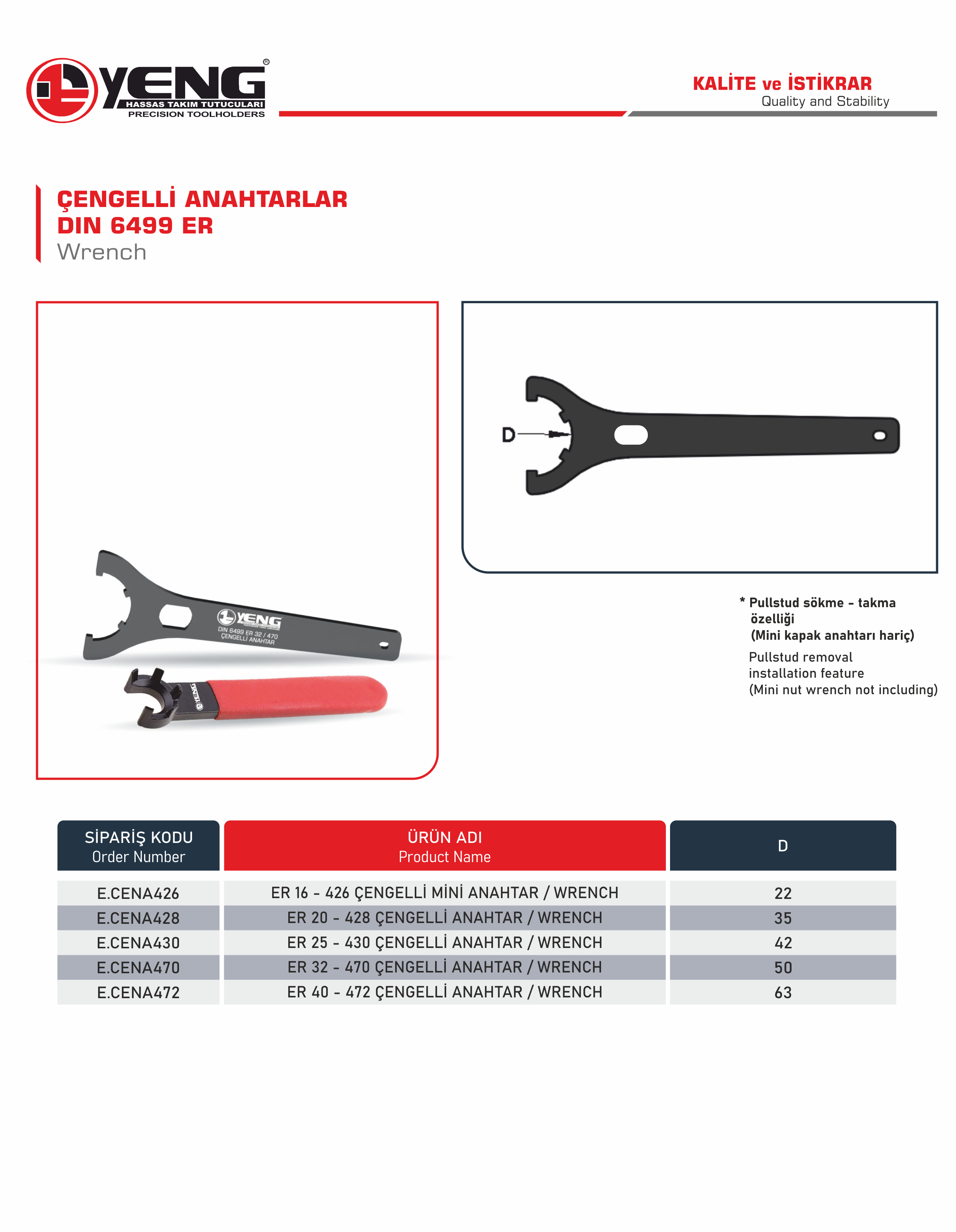 Çengelli Anahtarlar / DIN 6499 ER