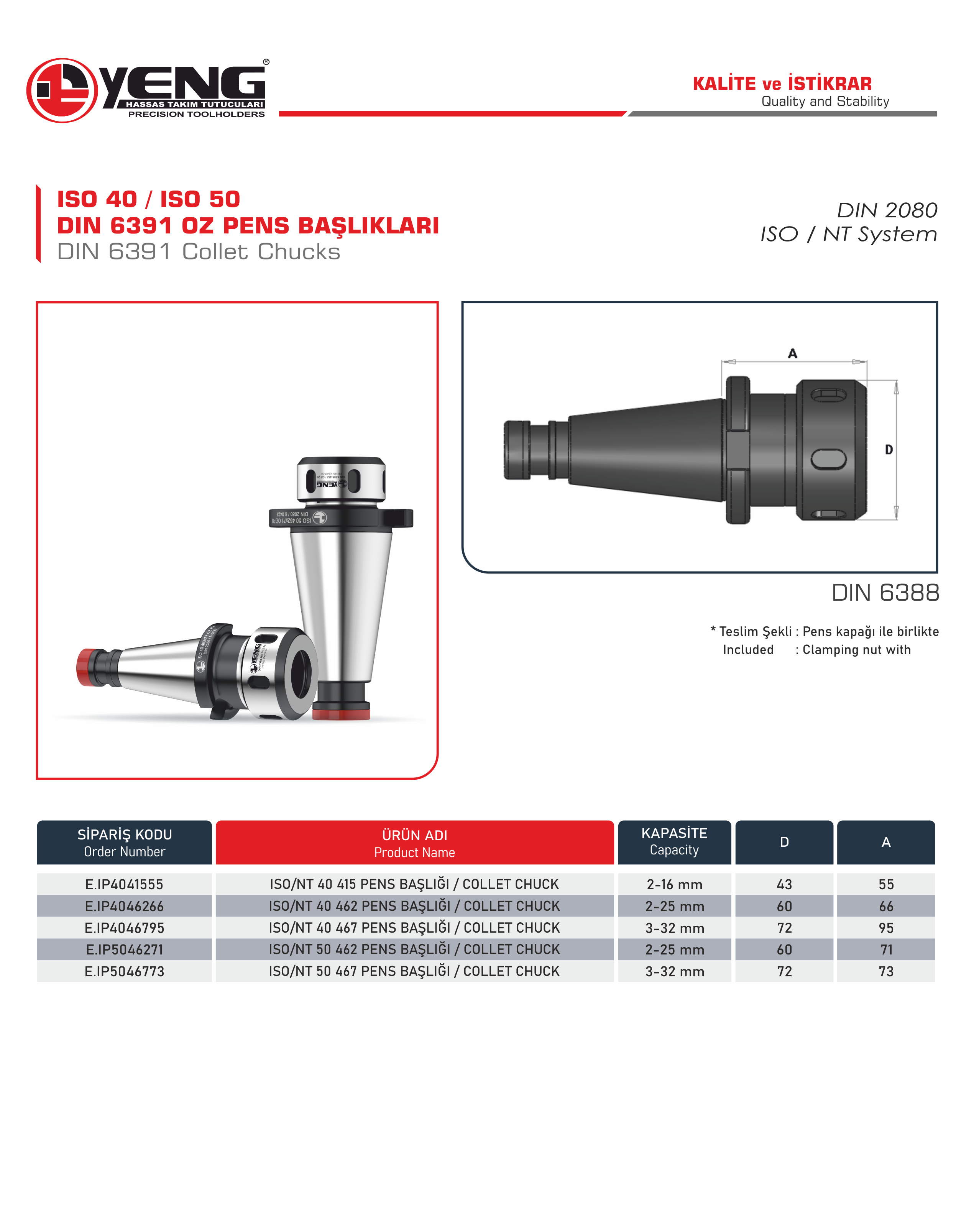 ISO 40 / ISO 50 Pens Başlıklar / DIN 6391