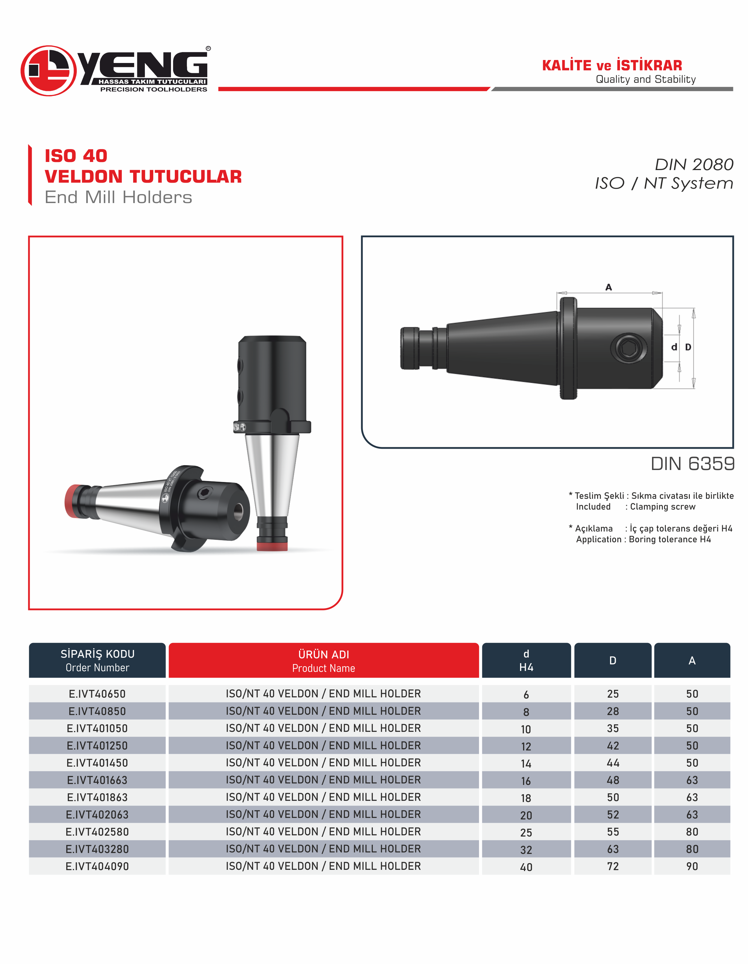ISO 40 Veldon Tutucular / DIN 6359