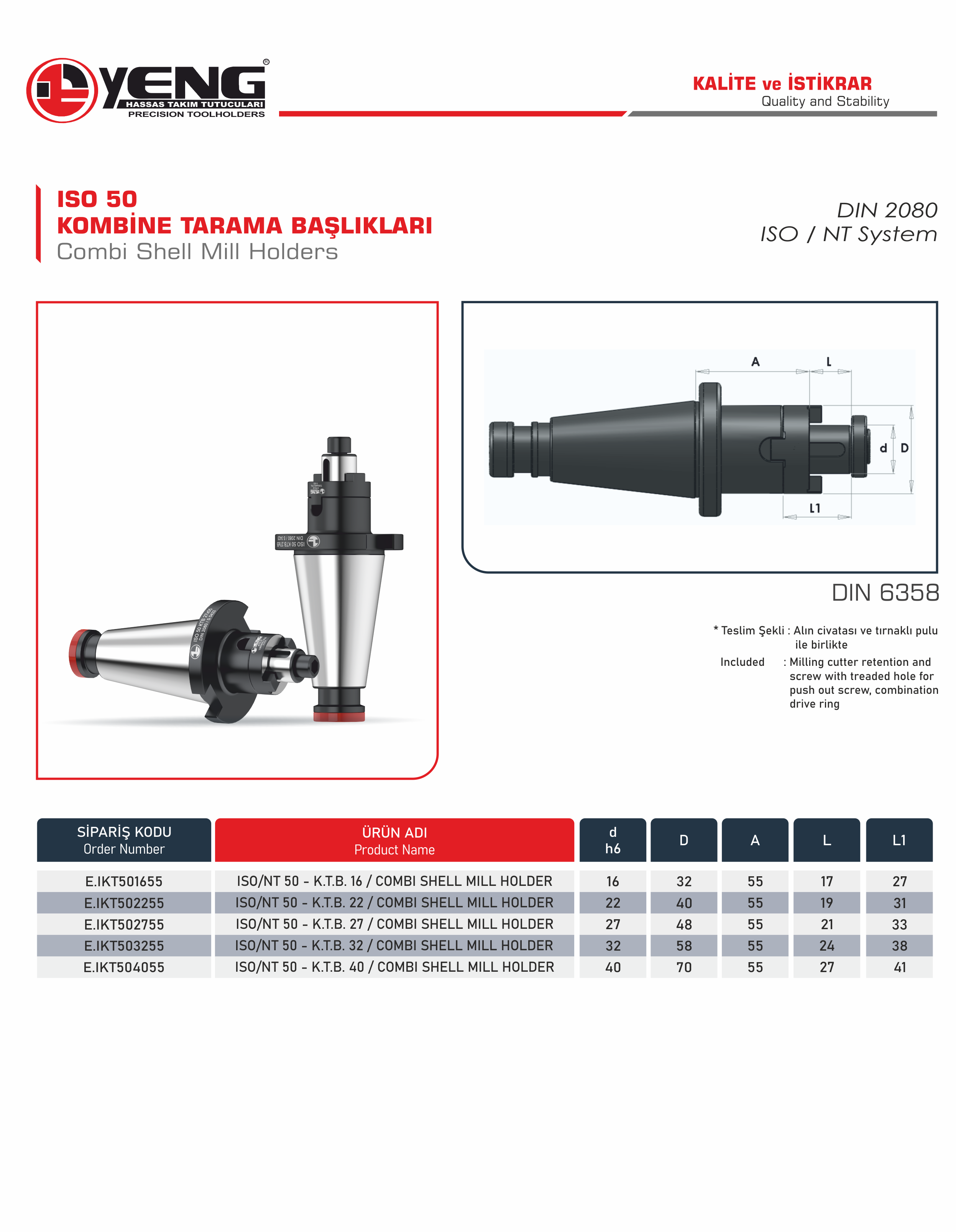ISO 50 Kombine Tarama Başlıklar / DIN 6358