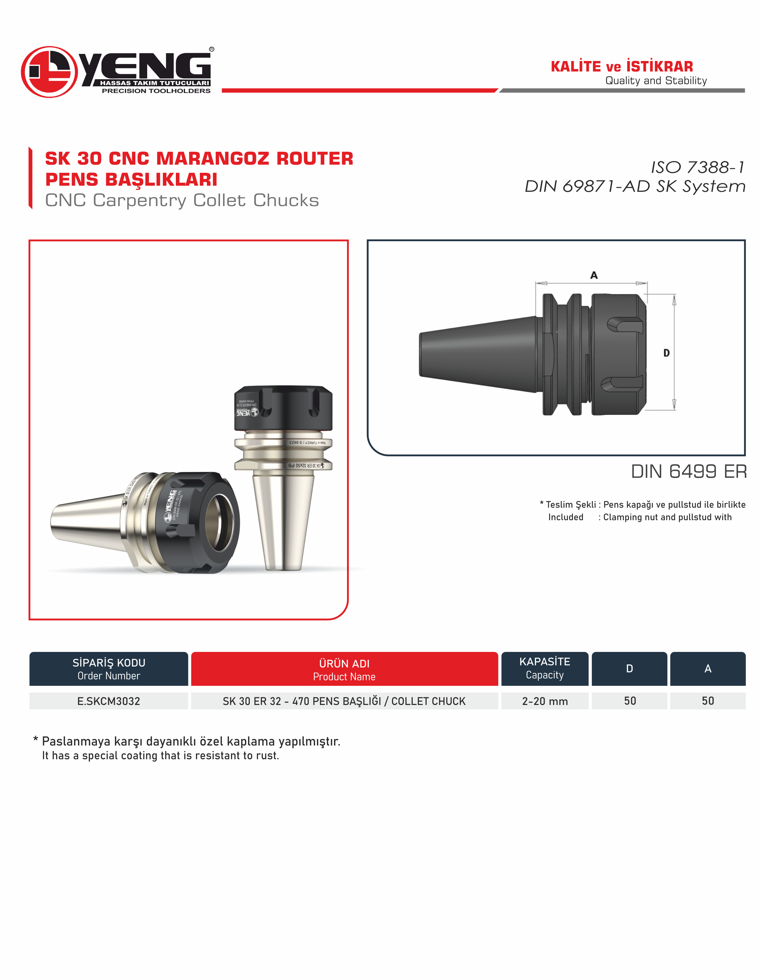 SK 30 Pens Başlıkları / DIN 6499 ER