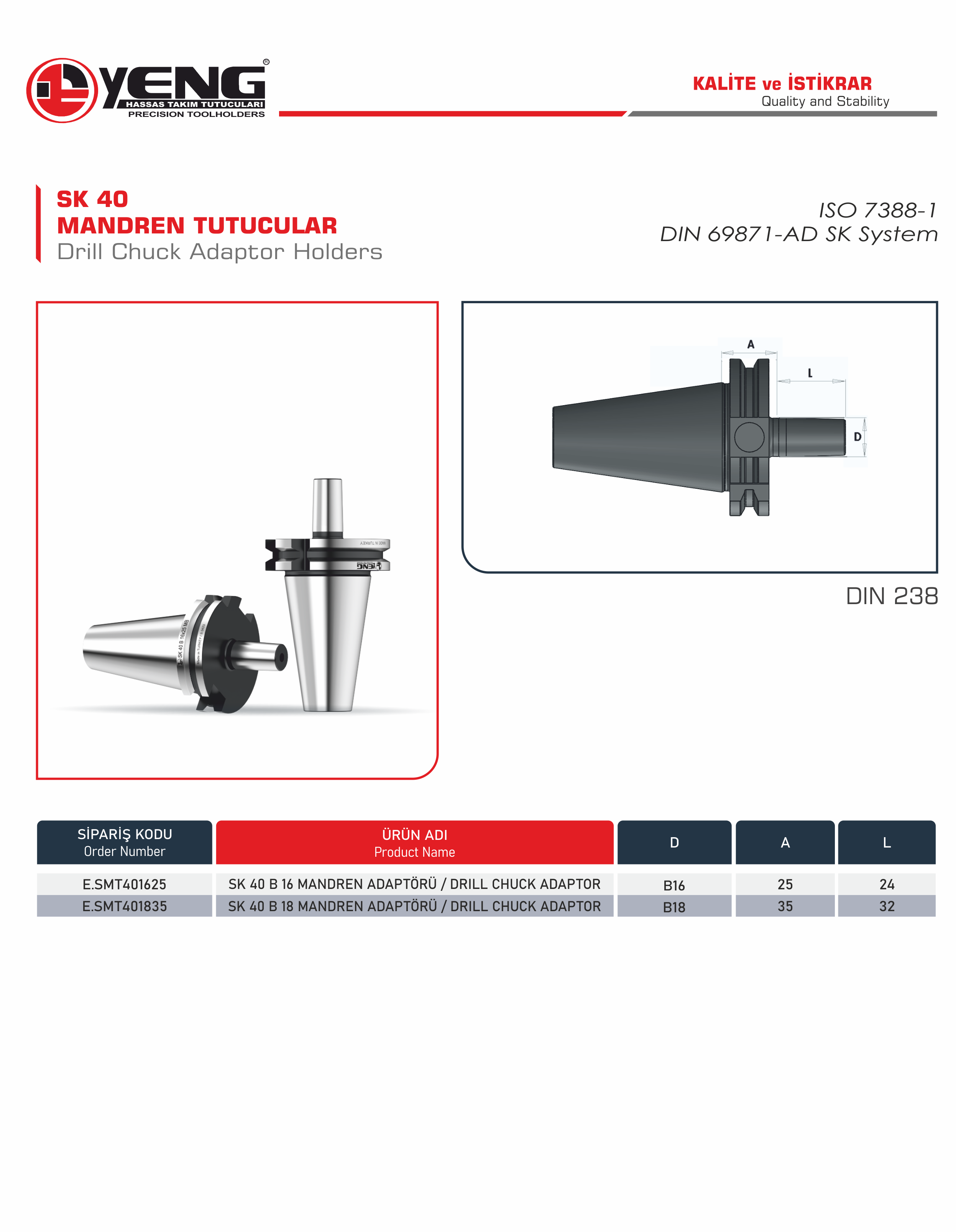 SK 40 Mandren Tutucular / DIN 238